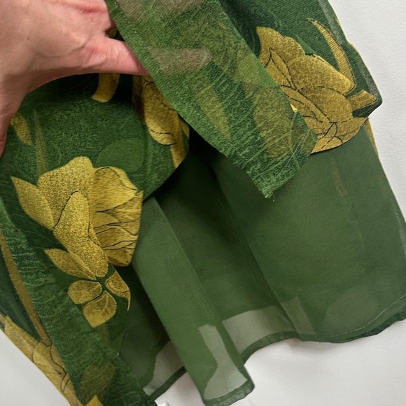 Vintage Magic Green Floral Ruffle Maxi Dress Babydoll Y2K Womens Size Large Boho - Picture 9 of 16